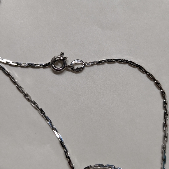 Vintage Sterling silver necklace and hand blown glass heart pendant Murano - Picture 4 of 6